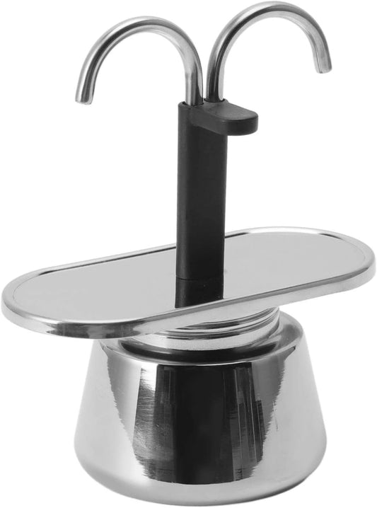Moka Pot, 100Ml Stainless Steel Mini 2 Cup Moka Pot Stovetop Coffee Maker, Classic Italian Style Double Tube Espresso Maker for Making Coffee Quickly and Easily Family Friends
